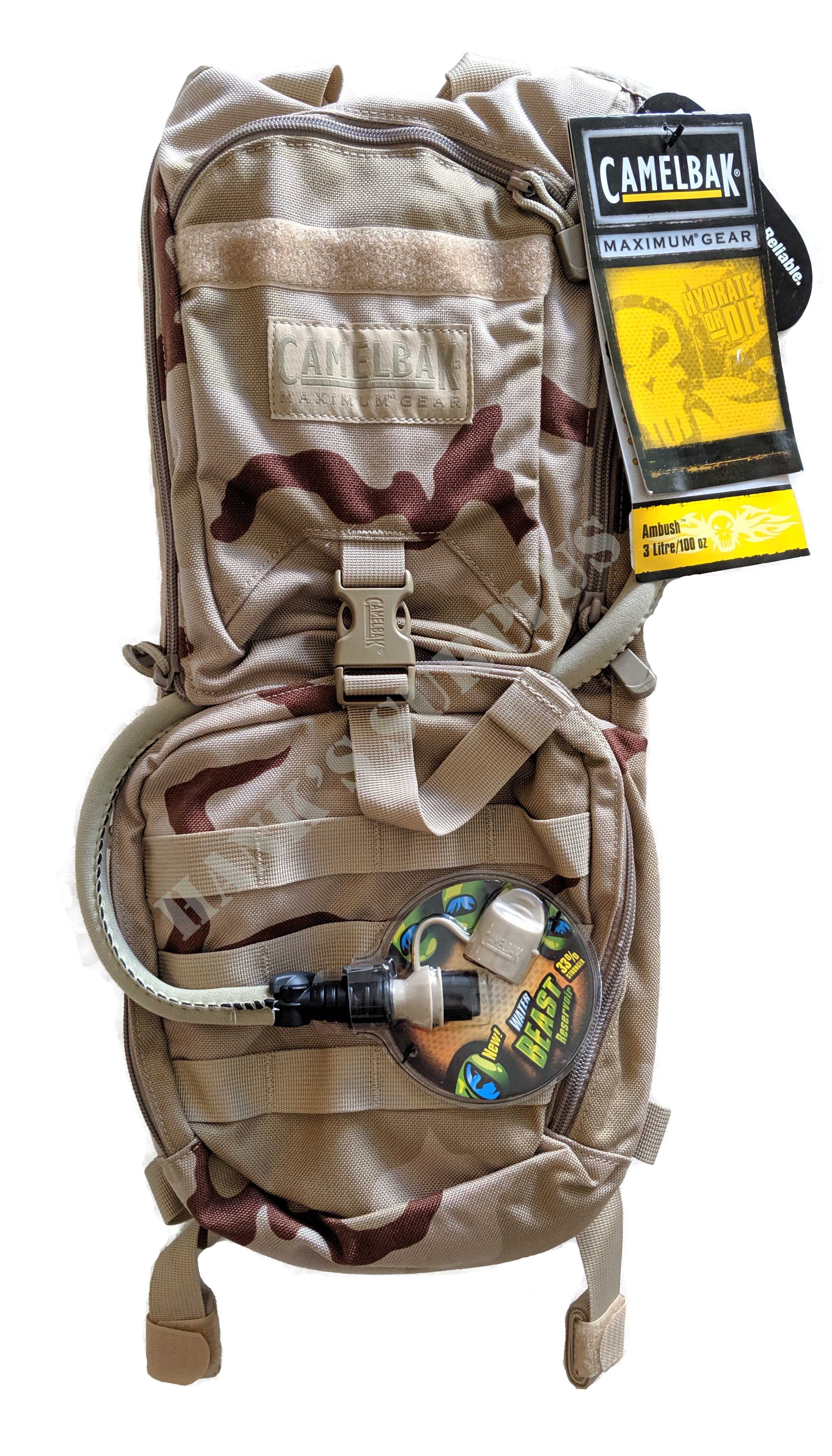 CAMELBACK Ambush Backpack 100OZ Desert Camo &A Bonus 3L Hydration Bladder CAMELBACK Ambush Backpack 100OZ Desert Camo &A Bonus 3L Hydration Bladder